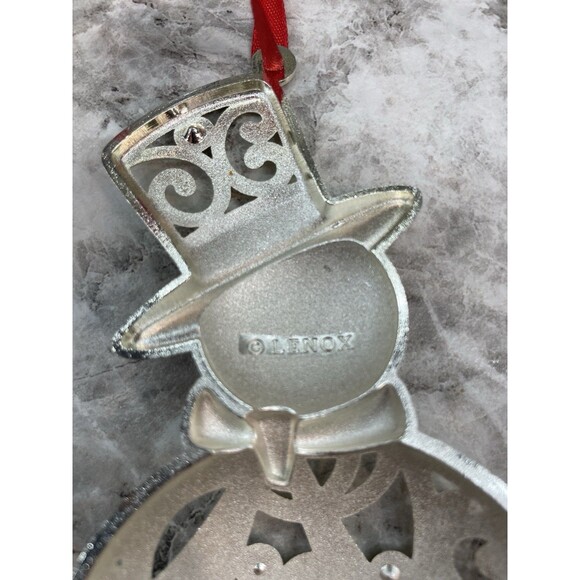 Lenox Sparkle & Scroll Angel & Snowman Ornament Silverplate Colored Gems - Picture 4 of 9